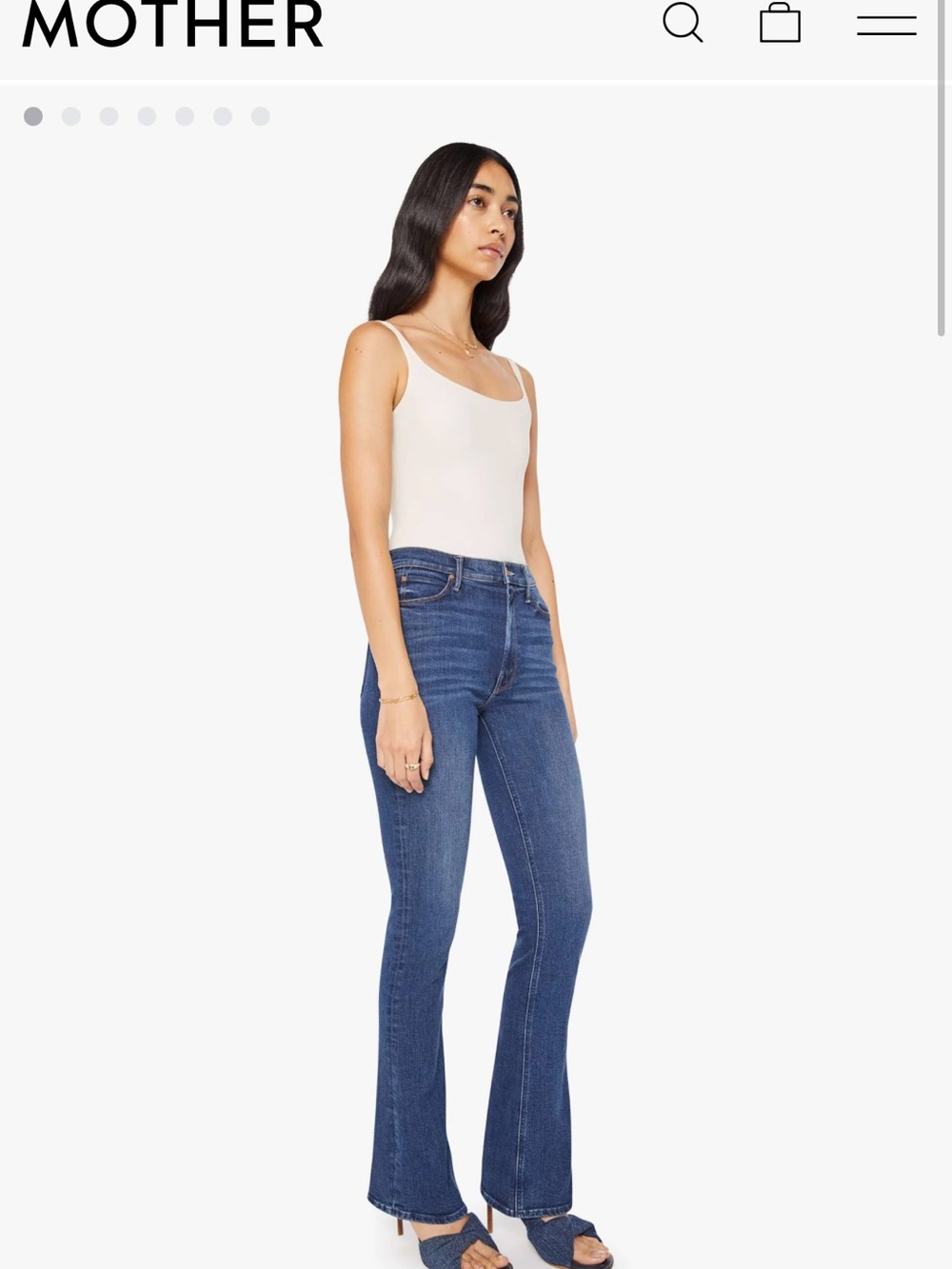 MOTHER Mid-Rise Flare Jeans in Classic Blue
